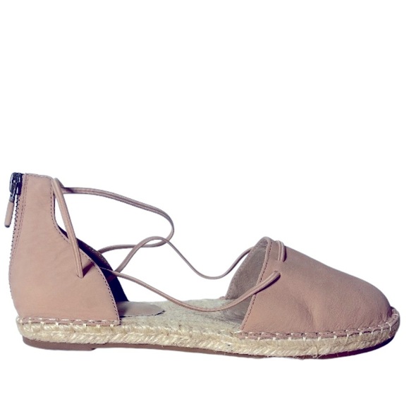 Eileen Fisher Lace Elastic Criss Cross Straps Leather Espadrille Blush Pink Sz 5 - Picture 10 of 10